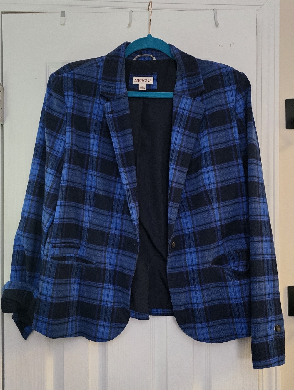 Target Merona Blue And Black Plaid Blazer